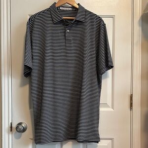 Peter Millar Navy and White Striped Polo